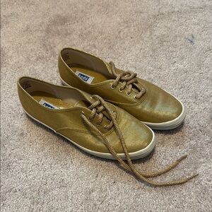 Keds Metallic Gold Lace-Up Sneakers
